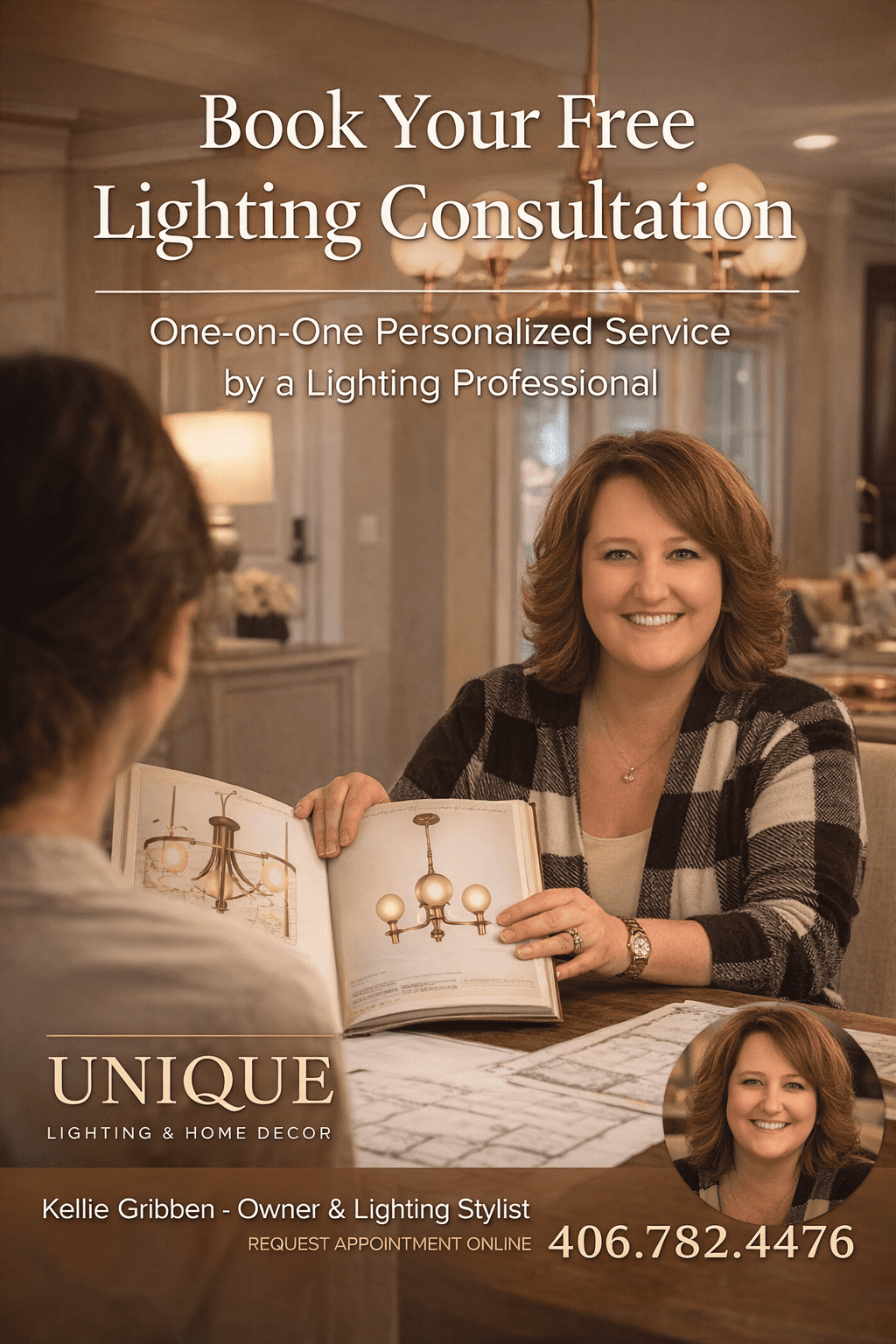 Kellie Gribben, owner and lighting consultant at Unique Lighting & Home Decor in Butte, Montana.