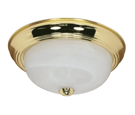 2-Light 13″ Flush Mount Ceiling Light – Alabaster Glass