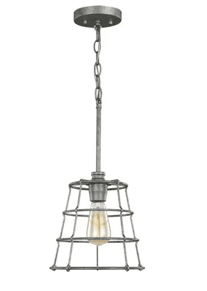 Chambers galvanized farmhouse mini pendant with wire cage shade