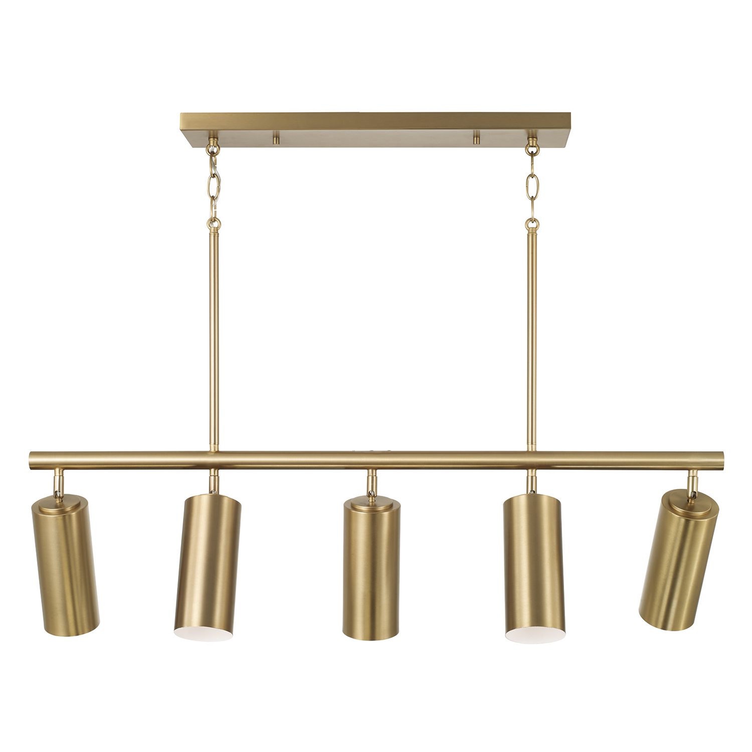 Robbie 40 inch linear chandelier suspended above kitchen island