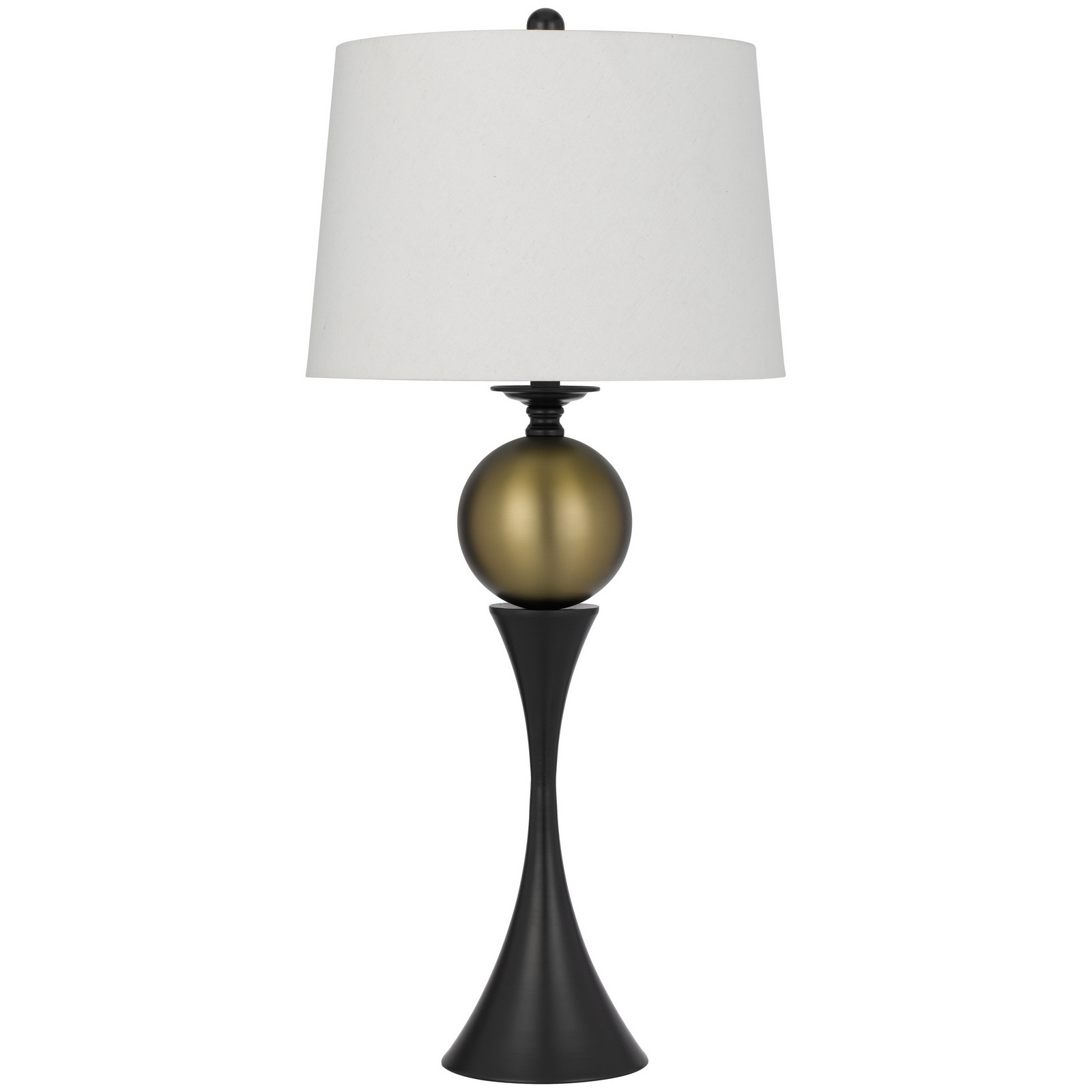 Manen metal table lamp in Black and Antique Brass with hardback fabric shade